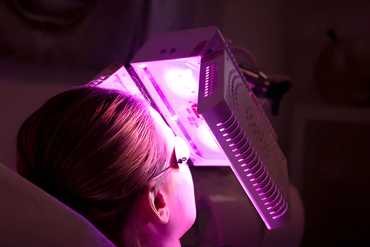 Tratamiento facial con luz LED violeta