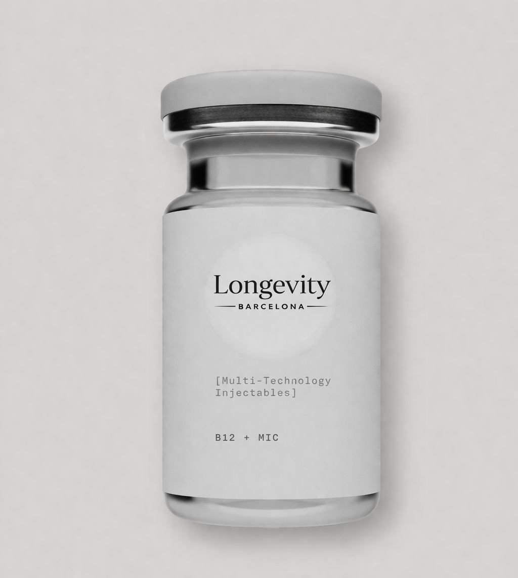 Frasco de suplemento Longevity Barcelona