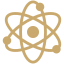 Icono de un átomo dorado