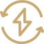 Icono circular con símbolo de energía
