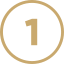 Número uno en círculo dorado
