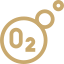 o2 Ícono de oxígeno en color dorado