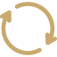Icono de reciclaje con flechas doradas